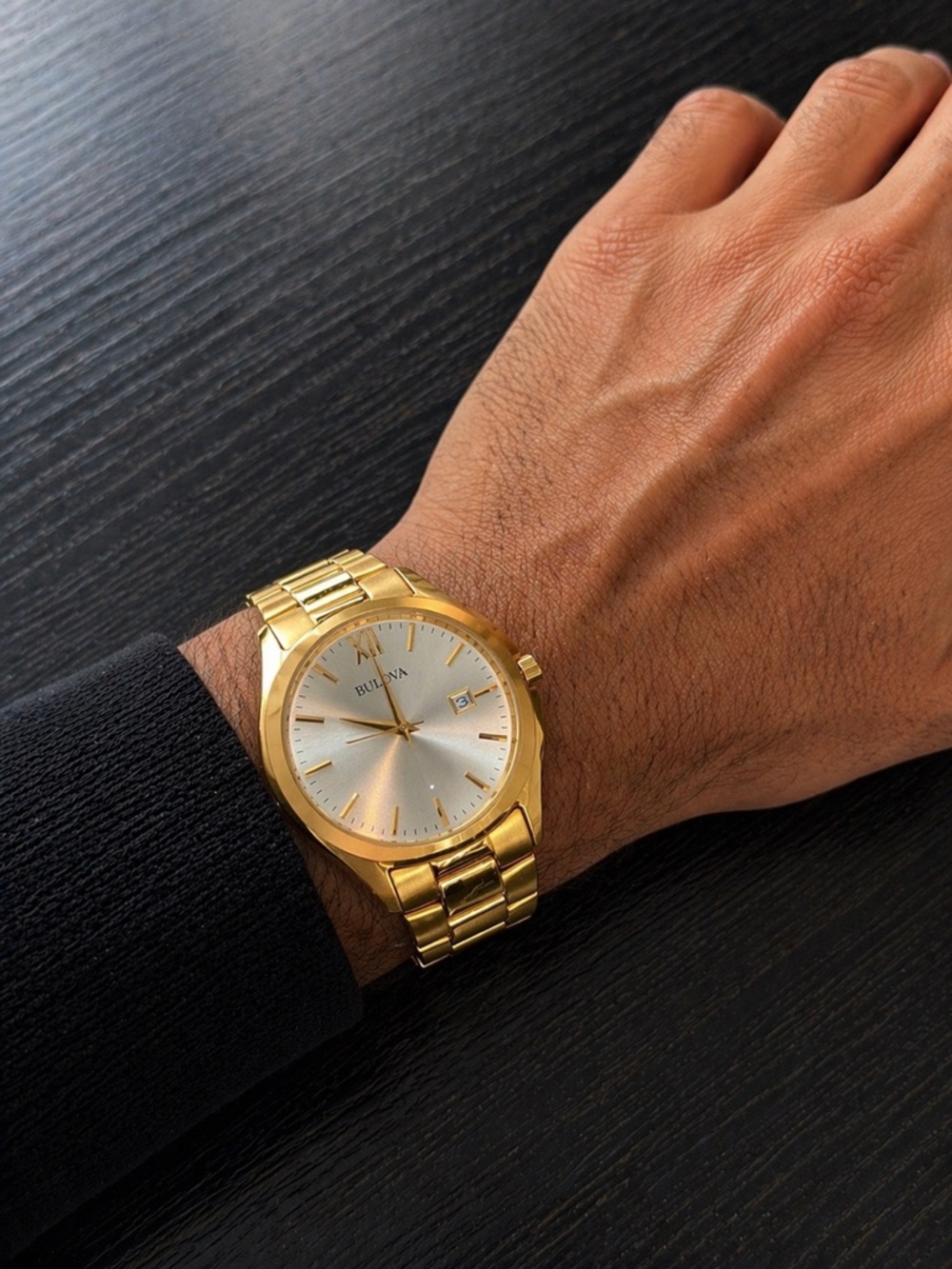 Bulova Gold Dress Watch with Champagne Dial